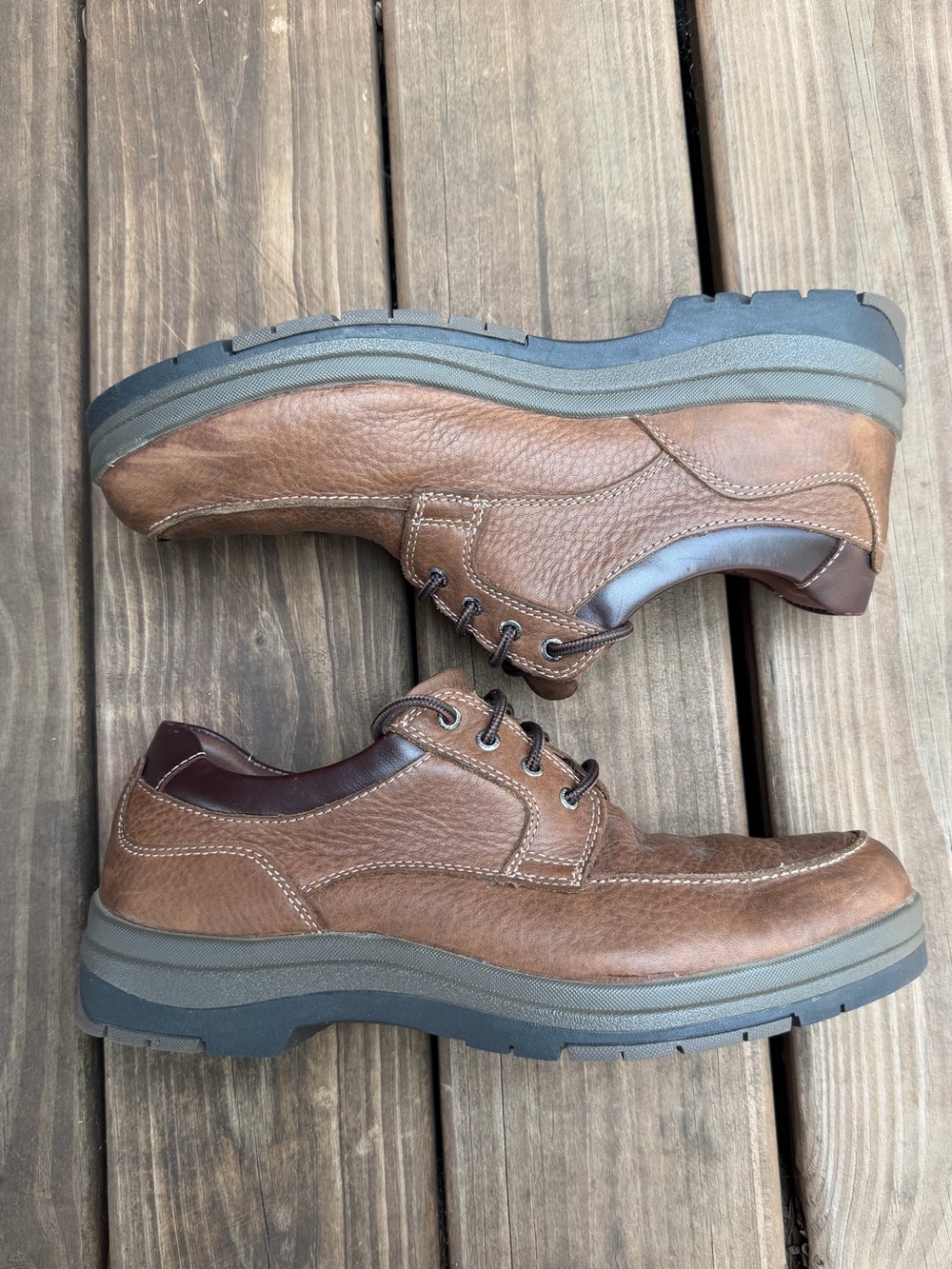 Johnston & Murphy Leather Waterproof Moc Toe Shoes in Brown Size 11 Men's